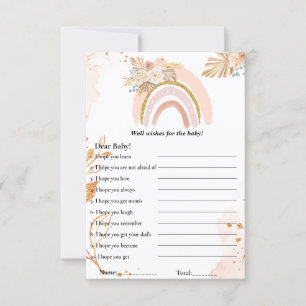 Boho Rainbow wishes for the baby shower game Card