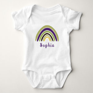 Boho Rainbow with Personalised Name in Green Baby Bodysuit