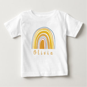 Boho Rainbow with Personalised Name Whimsical  Baby T-Shirt
