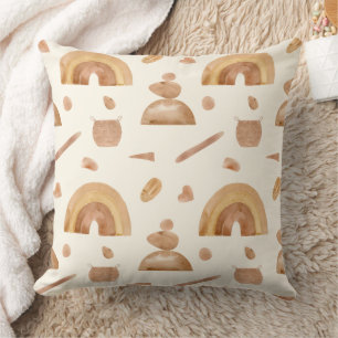 Boho Rainbow & Zen Stone Pattern Cushion