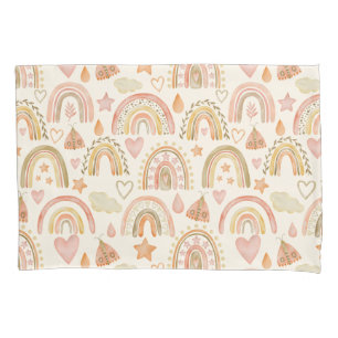 Boho Rainbows Earthy Warm Terracotta Tones Pillowcase
