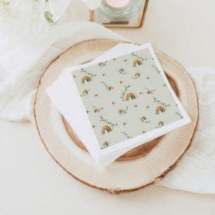 Boho rainbows eucalyptus nursery baby shower napkin