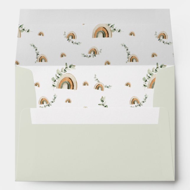 Boho rainbows nursery baby shower envelope (Back (Bottom))