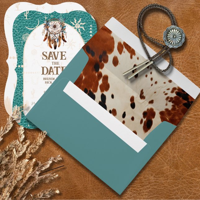 Boho Ranch Cowhide Save the Date Envelope (Creator Uploaded)