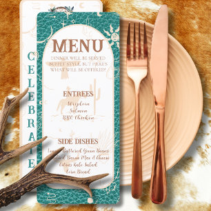 Boho Ranch Turquoise Wedding Flat Menu