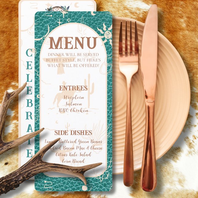 Boho Ranch Turquoise Wedding Flat Menu (Creator Uploaded)