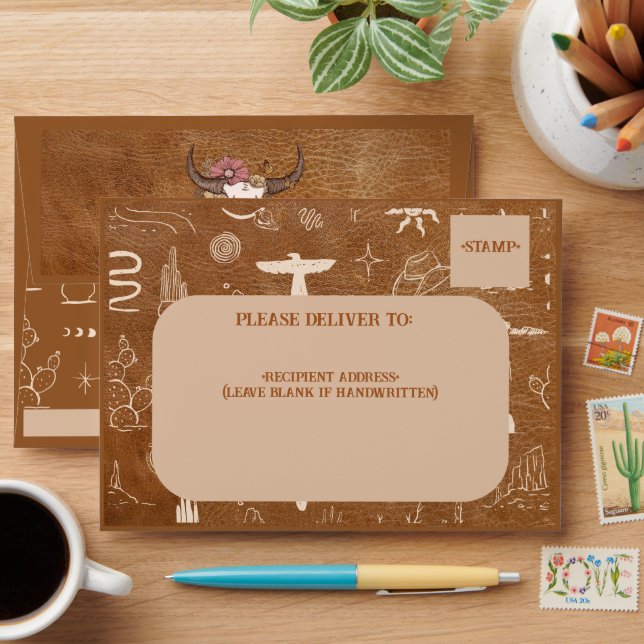 Boho Ranch Wedding Invitation Envelope (Desk)