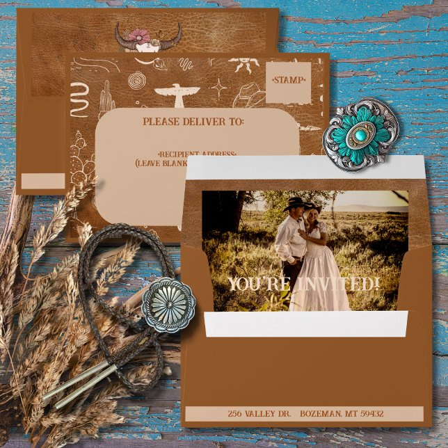 Boho Ranch Wedding Photo Invitation Envelope (Creator Uploaded)