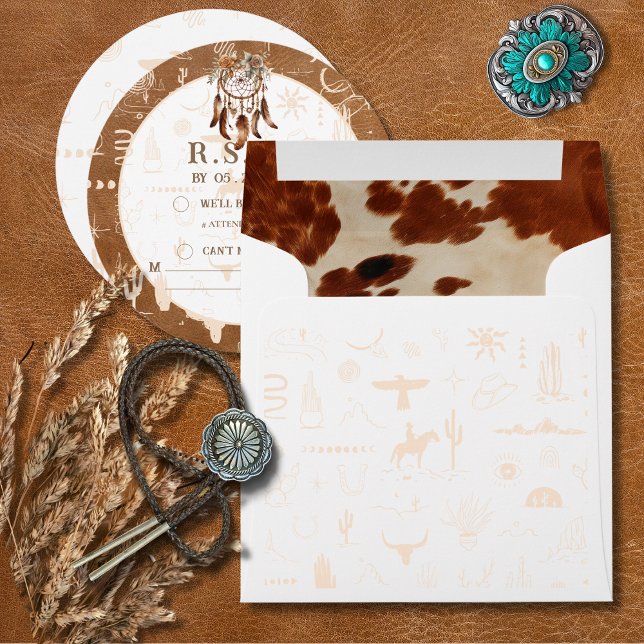 Boho Ranch Wild West Faux Hide RSVP Envelope (Creator Uploaded)