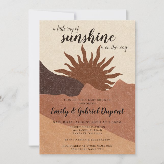 Boho Ray Of Sunshine Baby Shower Invitation (Front)