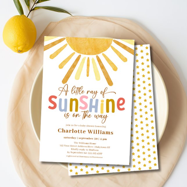 Boho Ray of Sunshine Baby Shower Invitation (Creator Uploaded)