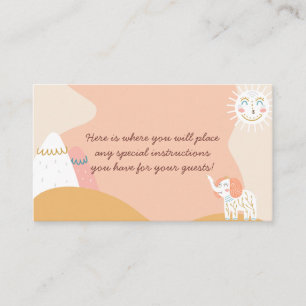 Boho Ray of Sunshine Elephant Muted Baby Shower Enclosure Card