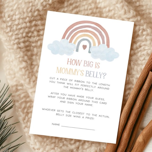 Boho Ray of Sunshine How Big Is Mummy's Belly Game (Boho Rainbow Baby Shower How Big Is Mommy's Belly Game)