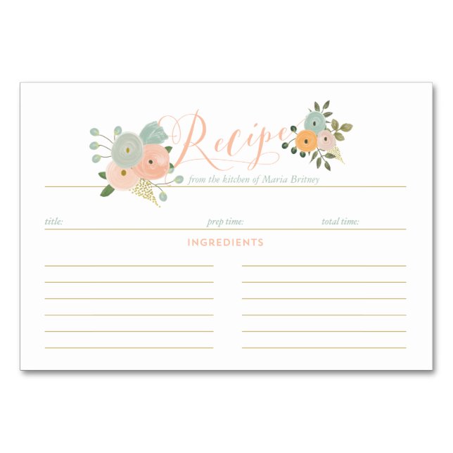 Boho Recipe Bridal Shower Cards (Front)
