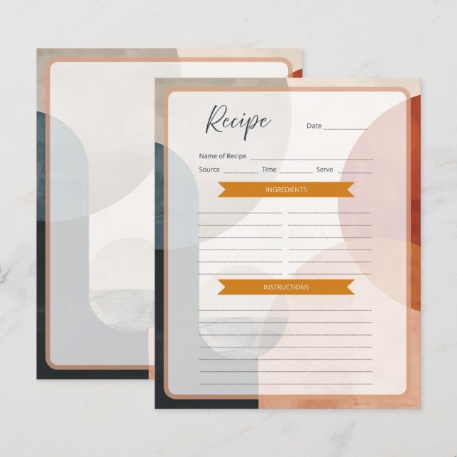 Boho Recipe Paper Sheet (Front/Back)