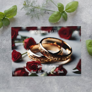 Boho Red Decorative Flowers Wedding Save The Date