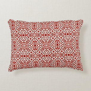 Boho Red Floral Damask Seamless Pattern Design Decorative Cushion