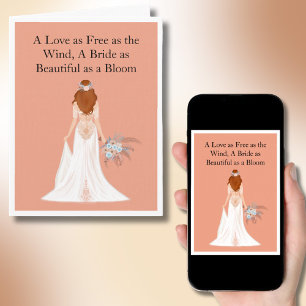 Boho Red Hair Bride Bridal Shower Congratulations Card