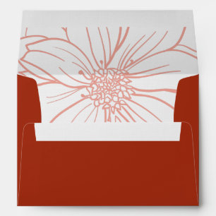 Boho red modern floral Chinese wedding Envelope