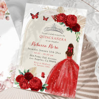 Boho Red Roses Princess Royal Quinceañera