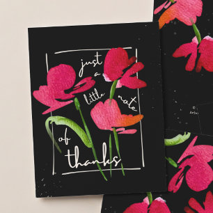 Boho Red Wildflower Script Thank You Card 
