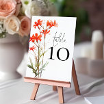 Boho Red Wildflowers Script Wedding Table Number<br><div class="desc">Boho Red Wildflowers Script Wedding Table Number. Please edit and add each number to your cart individually. Table is set in a handwriting style script and your table number beneath. Easily personalise the number. The same design is on the other side and will update simultaneously as you make your change...</div>