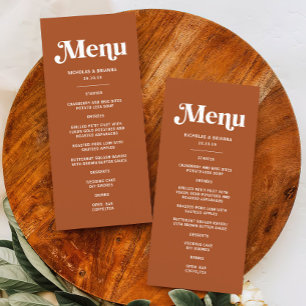 Boho Retro 70s Terracotta Wedding Menu