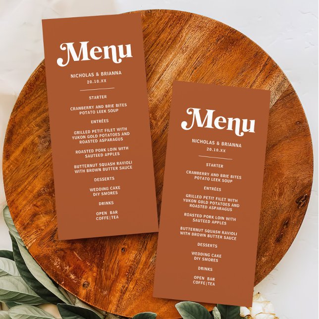 Boho Retro 70s Terracotta Wedding Menu (Creator Uploaded)