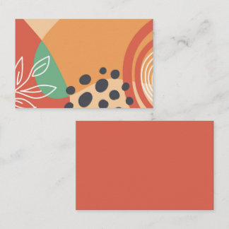 Boho retro artwork, floral line art colourful business card