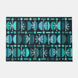 Boho Retro Bowls Lines Teal Doormat