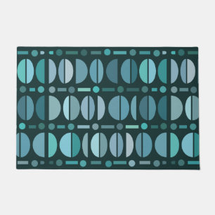Boho Retro Bowls Pattern Teal Doormat