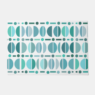 Boho Retro Bowls Pattern Turquoise Doormat