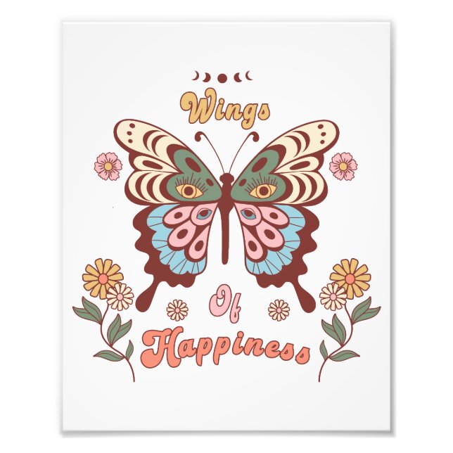 Boho Retro Butterfly Wings Photo Print (Front)
