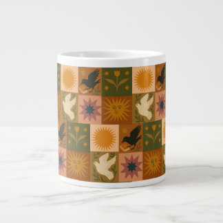 Boho Retro Celestial Sun Moon  Large Coffee Mug