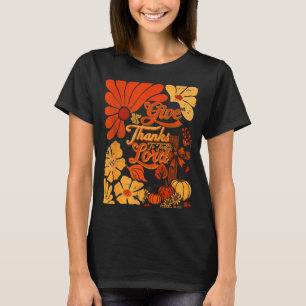 Boho Retro Christian Fall Pumpkin Give Thanks To T T-Shirt