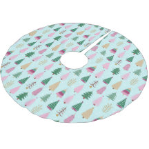 Boho Retro Christmas Trees Pattern Tree Skirt