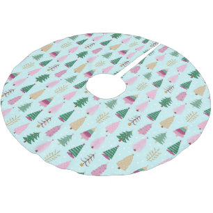 Boho Retro Christmas Trees Pattern Tree Skirt