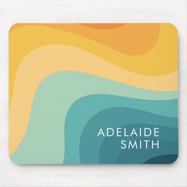 Boho Retro Classic Colour Wave Minimalist Mouse Pad (Front)