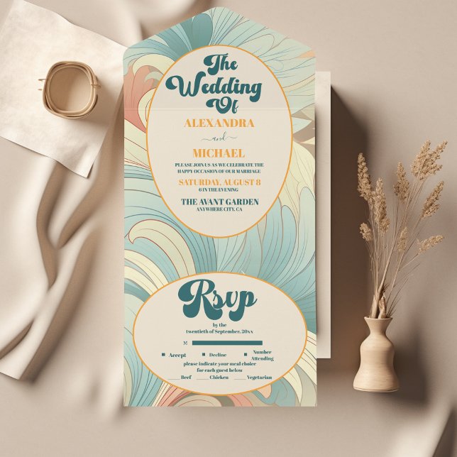 Boho Retro Colourful Floral Wedding  All In One Invitation (Creator Uploaded)