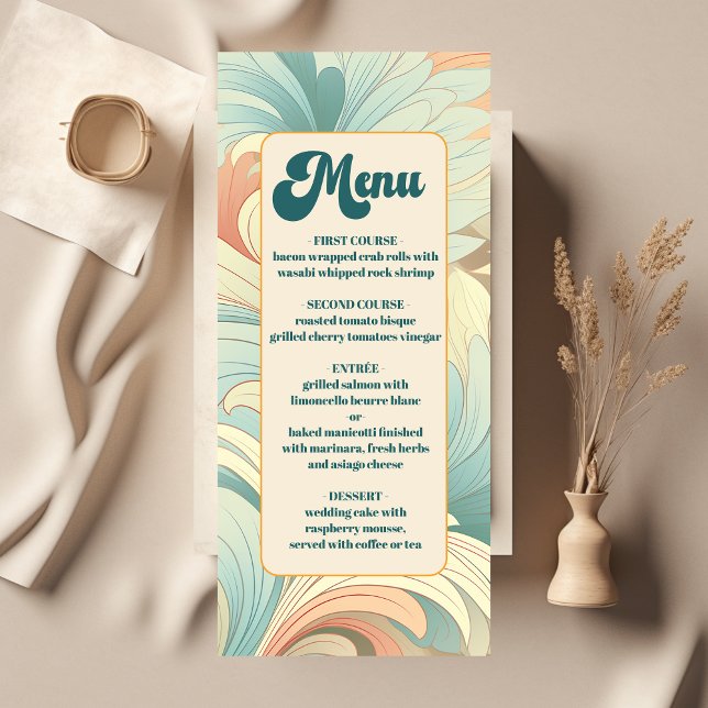 Boho Retro Colourful Floral Wedding  Menu (Creator Uploaded)