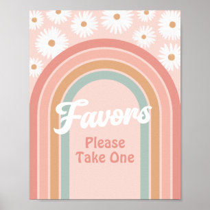 Boho Retro Daisy Birthday Favours Sign