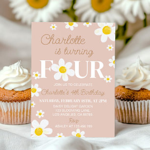 Boho Retro Daisy Bloom Birthday Invitation