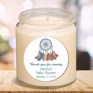 Boho Retro Dreamcatcher Baby Shower Thank You Classic Round Sticker