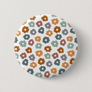 Boho Retro Earthy Florals and Botanical Charm 6 Cm Round Badge