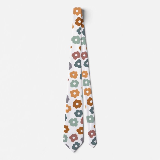 Boho Retro Earthy Florals and Botanical Charm Tie (Front)