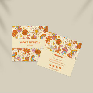 Boho Retro Floral Business Card with Funky 70s Vib
