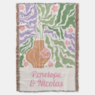 Boho Retro Floral Custom Apartment Blanket