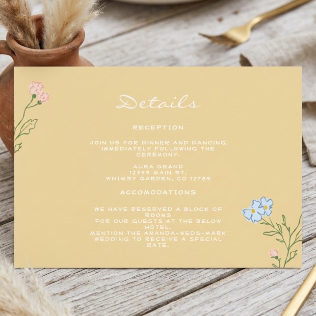 Boho Retro Floral Groovy Bold Classic Wedding Enclosure Card (Creator Uploaded)