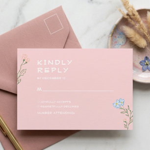 Boho Retro Floral Groovy Bold Classic Wedding  Enclosure Card
