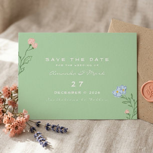Boho Retro Floral Groovy Bold Classic Wedding Invitation